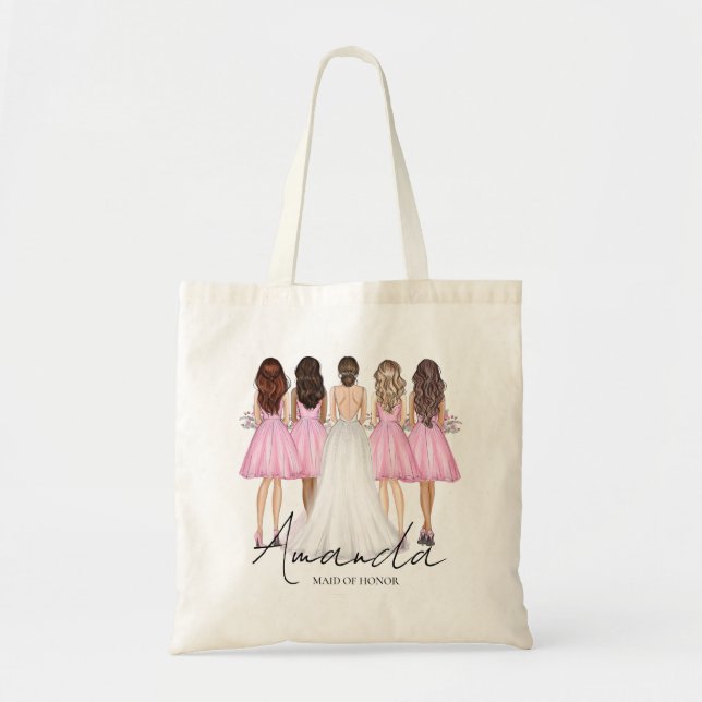 Bolsa Tote Presente Personalizado para Dama de Honra com Nome (Frente)