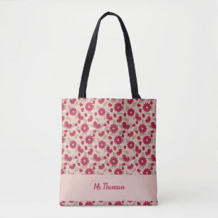 Bolsa Tote Presente personalizado para professor, margaridas