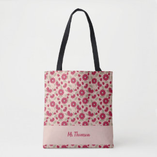 Bolsa Tote Presente personalizado para professor, margaridas 