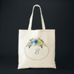 Bolsa Tote Presente personalizado rústico das flores azuis<br><div class="desc">Flores azuis,  sacola de presente personalizada rusticada. Violet Impressão ©</div>