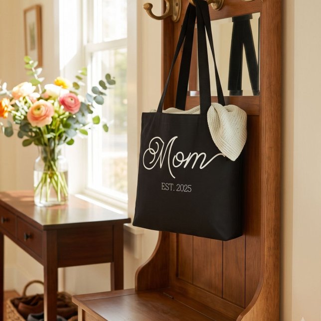 Bolsa Tote Presente Preto para Nova Mãe Estabelecida (Criador carregado)