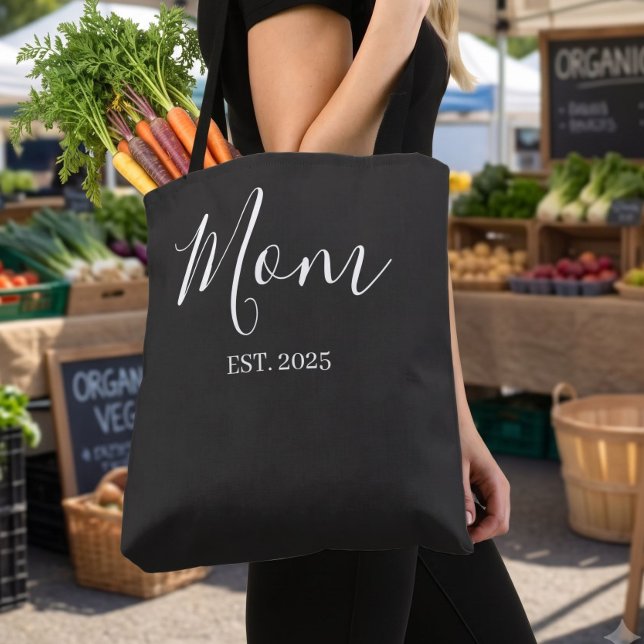 Bolsa Tote Presente Preto para Nova Mãe Estabelecida (Criador carregado)