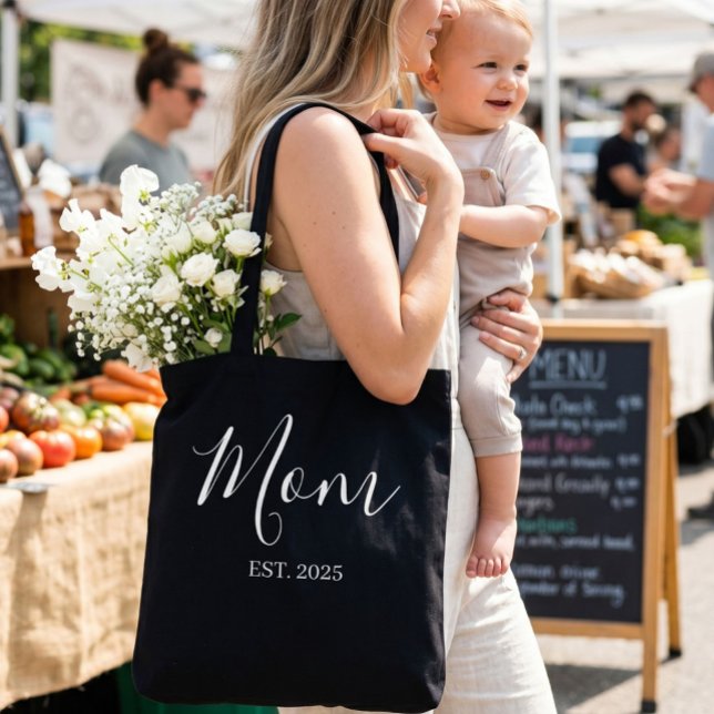 Bolsa Tote Presente Preto para Nova Mãe Estabelecida (Criador carregado)