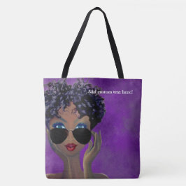 Bolsa Tote Presente roxo da arte preta do círculo estudantil