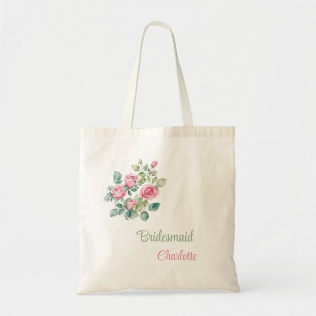 Bolsa Tote Presente Uniforme de Bridesmaid Rosa Rosa Rosa Flo (Frente)