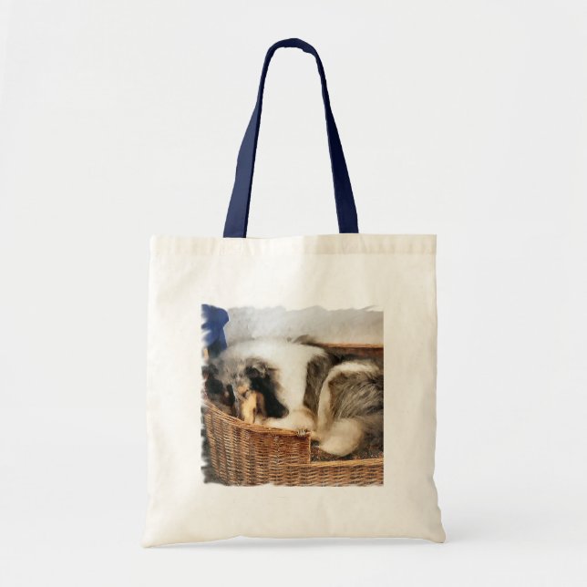 Bolsa Tote Presentes ásperos da arte do Collie (Frente)
