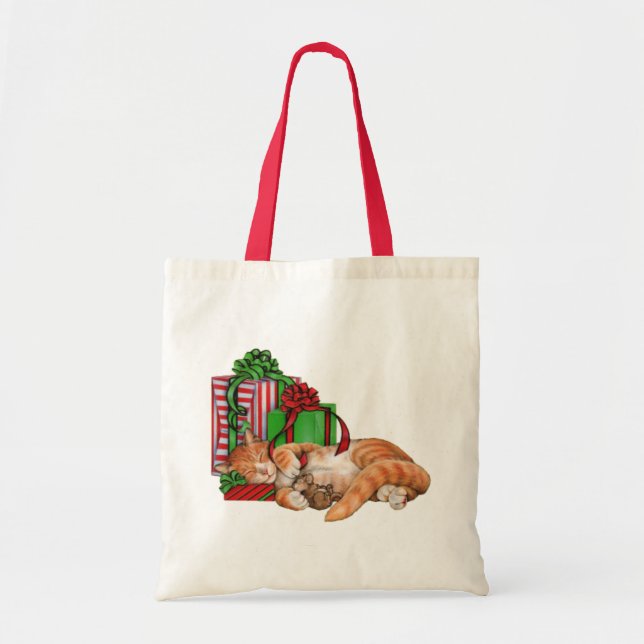 Bolsa Tote Presentes bonitos do gato, do rato e de Natal (Frente)