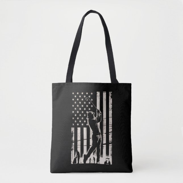 Bolsa Tote Presentes da Bandeira Americana de Golfe Aniversár (Frente)