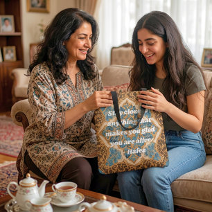 Bolsa Tote Presentes de Arte Persa Khatam Marquetry com Texto