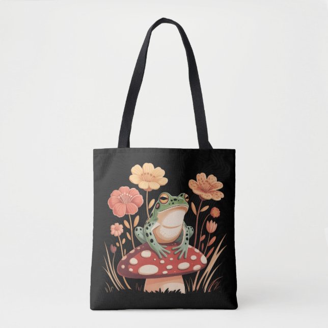 Bolsa Tote Presentes de Botânicos Amantes de Rãs Florais Flor (Frente)