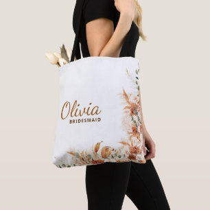 Bolsa Tote Presentes de Bridesmaid de Script Floral Minimalis