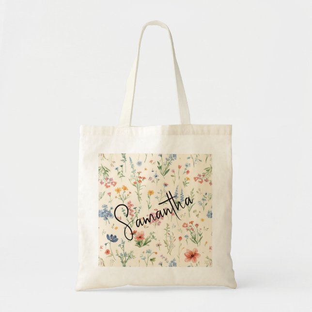 Bolsa Tote Presentes de damas de honra com flores silvestres  (Frente)