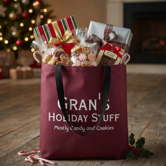Bolsa Tote Presentes de Férias da Vovó Personalizados Burgund