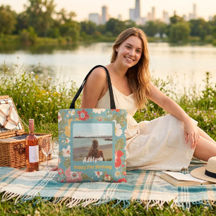 Bolsa Tote Presentes de Fotos de Flores Elegantes para Menina