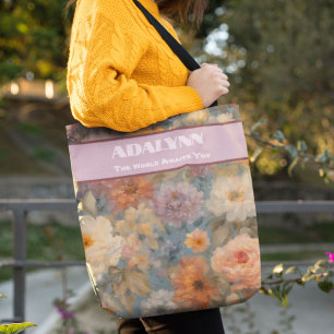 Bolsa Tote Presentes de graduação de aquarela suave para neta