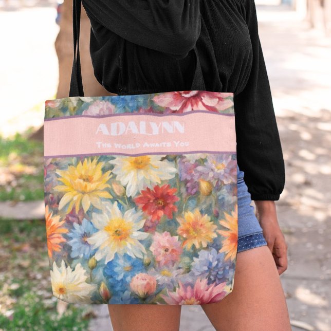 Bolsa Tote Presentes de Graduação de Cadeias Aquáticas para n (Chic Watercolor Graduation Gifts for Granddaughter)