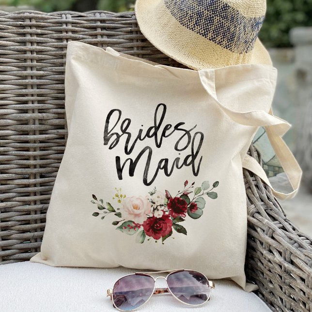 Bolsa Tote Presentes de madrinha florais Bege Borgonha (Criador carregado)