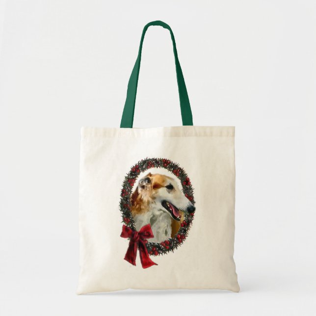 Bolsa Tote Presentes de Natal Borzoi (Frente)