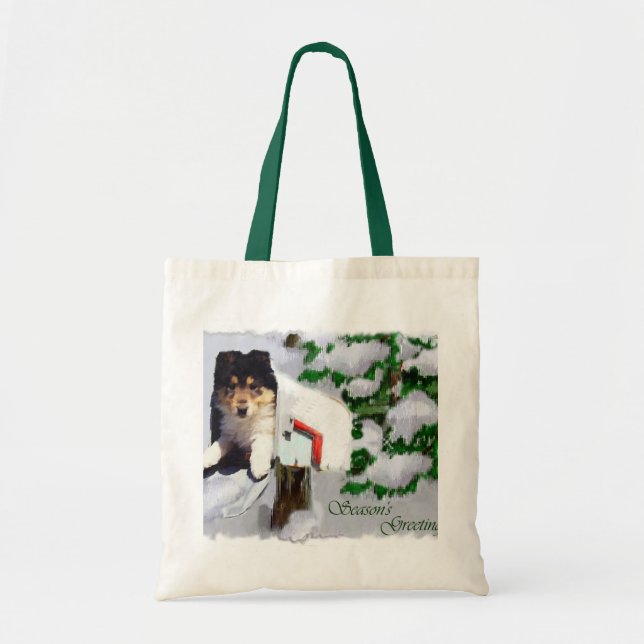 Bolsa Tote Presentes de Natal de Collie Tripla Collie (Frente)