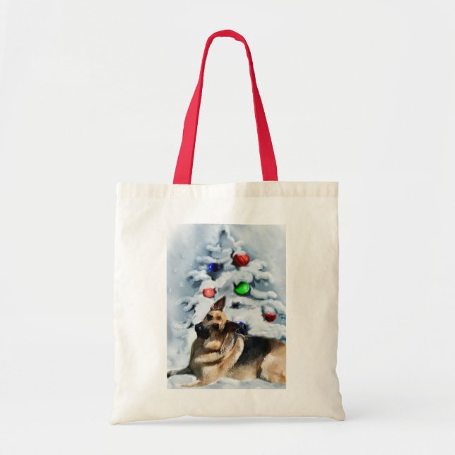 Bolsa Tote Presentes de Natal de german shepherd (Frente)
