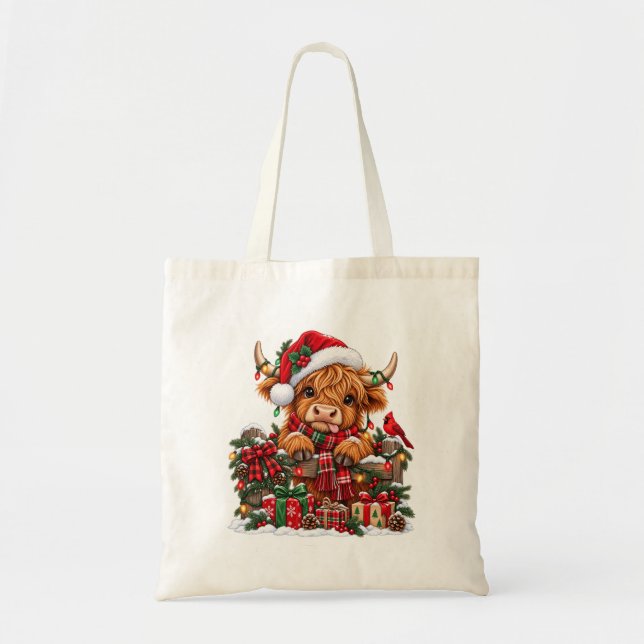 Bolsa Tote Presentes de Natal de Vaca das Terras Altas Compra (Frente)
