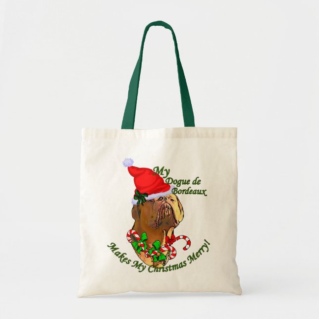 Bolsa Tote Presentes de Natal Dogue de Bordeaux (Frente)