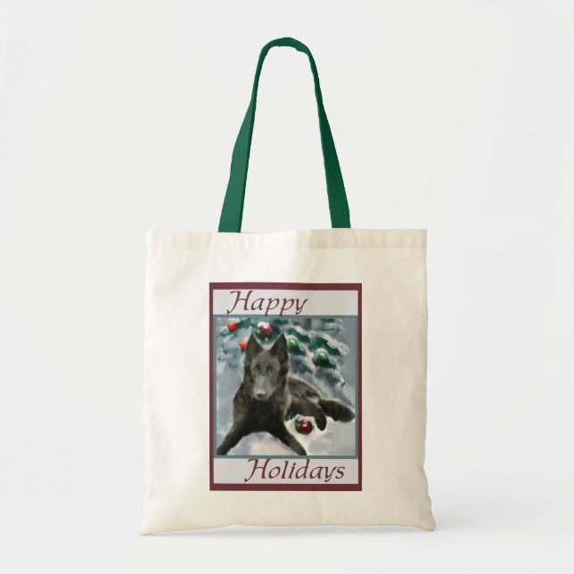Bolsa Tote Presentes de Natal em Sheepdog Belgas (Frente)
