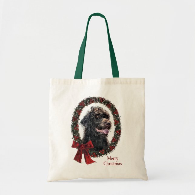 Bolsa Tote Presentes de Natal Labradoodle (Frente)