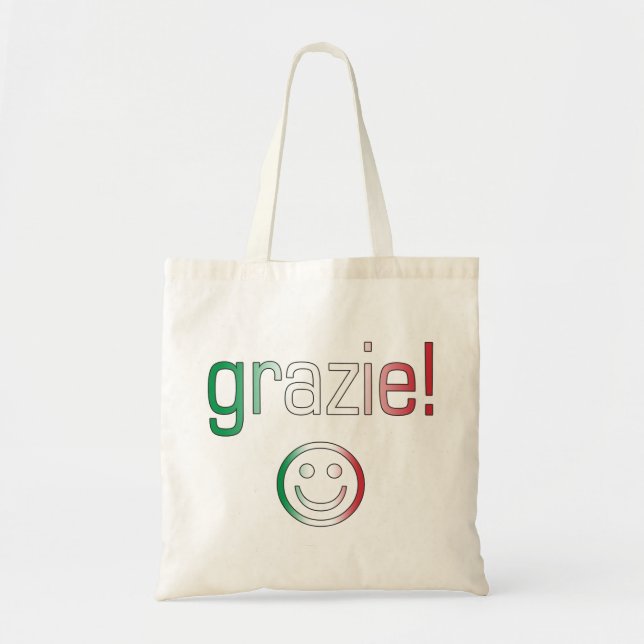 Bolsa Tote Presentes italianos: Obrigado/Grazie enfrentam (Frente)