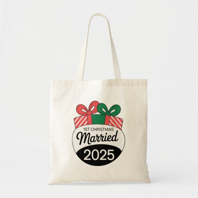 Bolsa Tote Presentes Modernos de Natal | 1º Natal Casados (Frente)