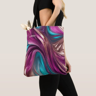 Bolsa Tote Presentes Modernos para Ela - Magenta, Turquesa e