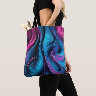 Bolsa Tote Presentes Modernos para Seu Azul e Fúcsia-