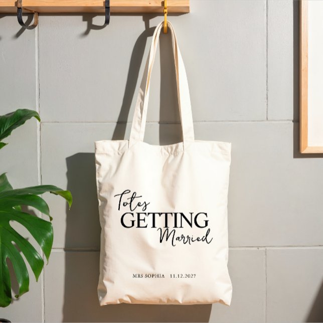 Bolsa Tote Presentes para Noiva Prestes a se Casar | Nome da  (Totes getting married bride to be name with date tote bag)