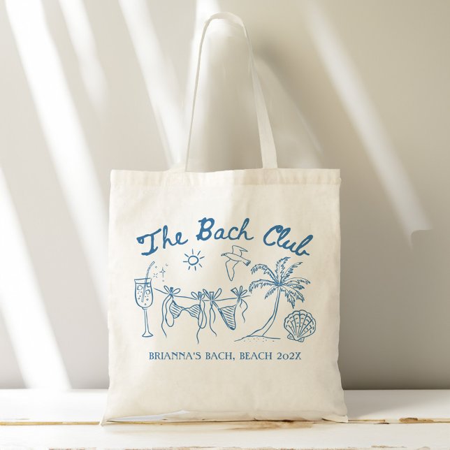 Bolsa Tote Presentes personalizados para damas de honra do cl (Bach club beach seashells bachelorette party personalized bridesmaids gifts custom tote bag)