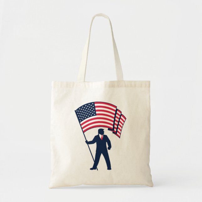 Bolsa Tote Presidente Trump Bearing Bandeira dos EUA (Frente)