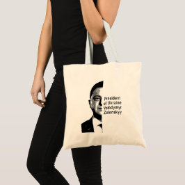 Bolsa Tote Presidente ucraniano Zelenskyy Half Retrato B&W Ar
