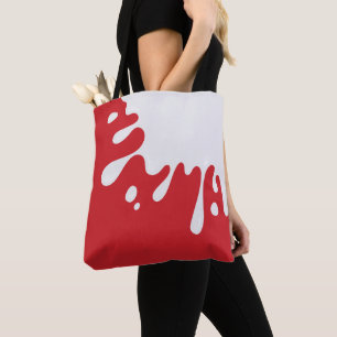 Bolsa Tote Presilha branca, traço vermelho cardeal