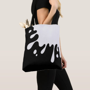 Bolsa Tote Presilha de tinta branca em preto
