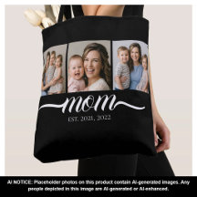 Bolsa Tote Preta com Rótulo de Mãe Estabelecida 3 
