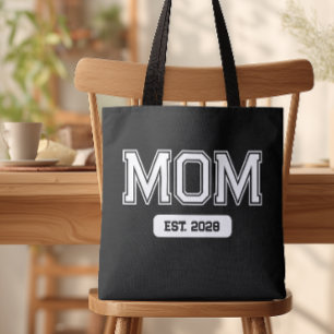 Bolsa Tote Preta Data Personalizada Nova Mãe