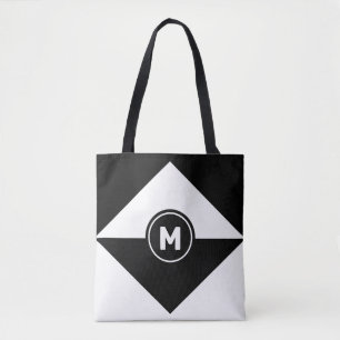 Bolsa Tote Preta e Branca Abstrata Moderna