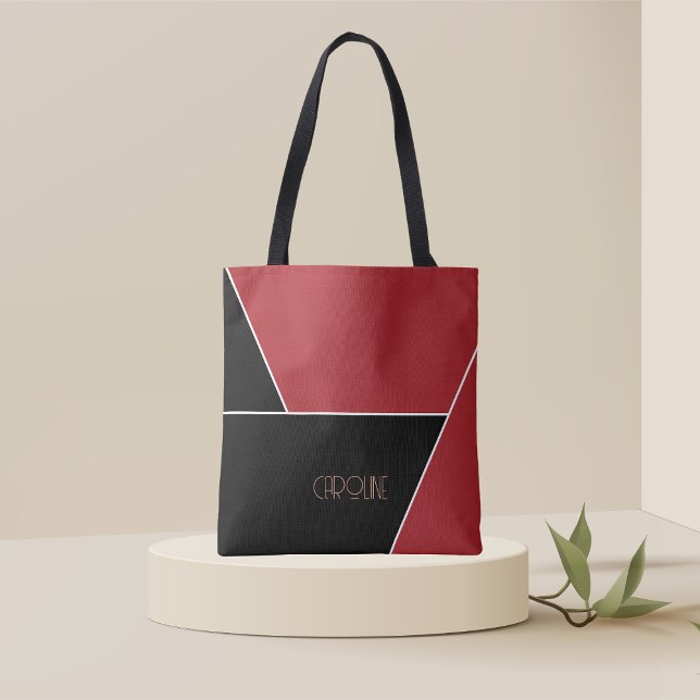 Bolsa Tote Preta Elegante Simples com Padrão Fofo  (Criador carregado)