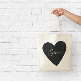 Bolsa Tote Preta Personalizada com Coração