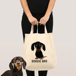 Bolsa Tote Preto bonito e cachorrinho do cão do Wiener do
