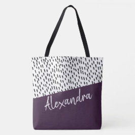 Bolsa Tote Preto branco roxo moderno personalizado