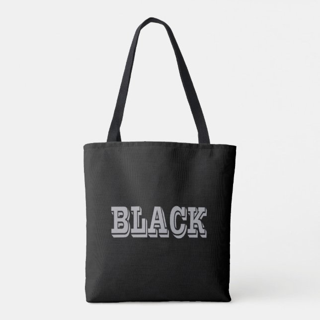 Bolsa Tote Preto Com Texto De Cinza Em Cor Sólida Preta (Verso)