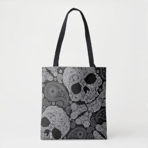 Bolsa Tote Preto do crânio de Paisley