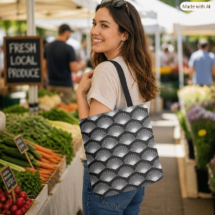 Bolsa Tote Preto e Branco Geométrico Ventoinha Explosão Solar