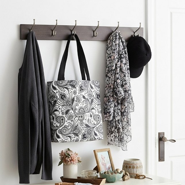 Bolsa Tote Preto e branco paisley (Criador carregado)