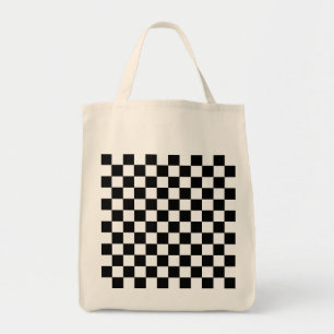 Bolsa Tote Preto e branco verificados